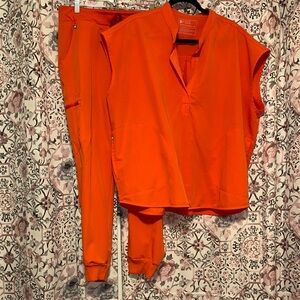 Figs Bold Orange Sleeveless Top and Joggers